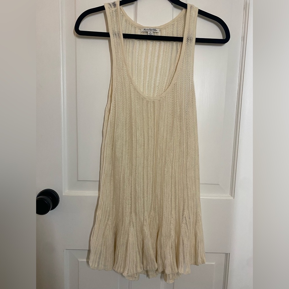 Cream Knit Sleeveless Tunic